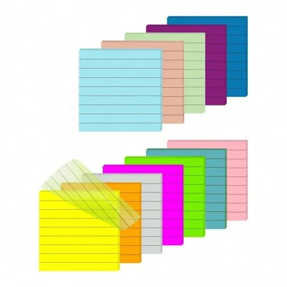 600 Sheets Transparent Sticky Notes With Lines, 12 Pads Lined Translucent Sticky Notes 3x3 Inch Clear For Aesthetic School Office Supplies Back To School