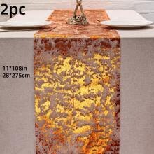 1/2 pezzi Runner da tavolo a ragnatela di Ognissanti da 11*108 pollici, ragnatela sottile con ragno arancione e zucca, adatto per decorazione tavolo per Ognissanti, festa in casa, vacanze. Opzioni multiple in oro e nero