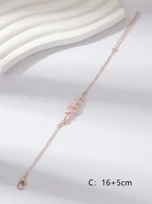 1pc Adjustable Copper Flower Zirconia Stone Bracelet, Suitable For Women Daily, Casual, Party Wear Valentines,Mom,Mother,Mother's Day,Gift - Rose Gold - View 3