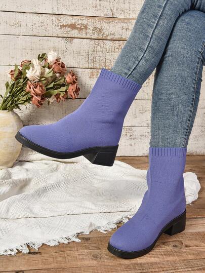 Women's Short Boots, 2024 Autumn Winter New Fashionable Comfortable Breathable Elastic Slim Fit Ankle Boots