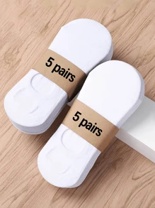 10 Pairs Men's Socks, 5 White, 5 Black, Low Cut Invisible Socks, Suitable For Ages 35-43, Couple Boat Socks (With Paper Card)