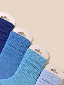 12 双/套儿童袜子，色彩鲜艳，透气，舒适，柔软，时尚，多功能休闲中筒袜，适合日常生活或返校，颜色随机 - 彩色 - 查看 4