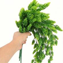 2pcs UV Resistant Artificial Hops, Vine Garland Plants, Fake Hanging Vine Hops, Artificial Hanging Plants, Used For Home Garden Decoration, Home Decoration, Wedding Party Decoration, Beer Festival Decoration - Green - View 8
