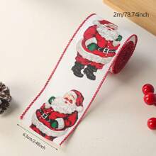 1 Rollo de 2m de Cinta, Rollo de Tela de Lino con Moño de Arpillera, Cinta con Patrón de Copos de Nieve y Borde de Alambre Metálico, para Empaque y Decoración - Multicolor - Ver 16