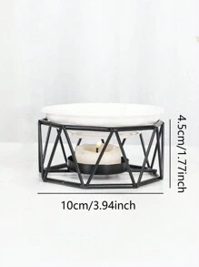 1個/套鐵藝幾何燭台,配有陶瓷碗加熱香薰油和水療香薰 - 金色 - 查看 21