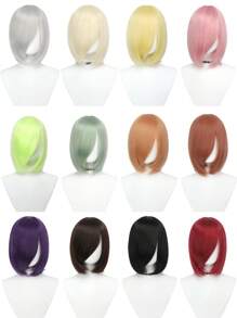 12 英寸合成假发，适合角色扮演，多色短假发，耐热高温纤维假发，适合节日服装