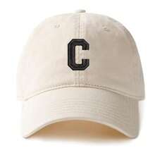A-Z English Letters Casual Polyester Baseball Cap, Beige, All Season