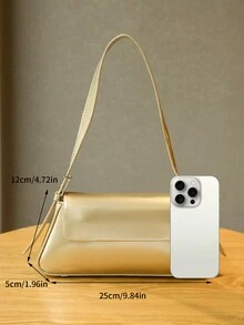 Women's Casual Shoulder Bag Gold Shoulder - Gold - View 10