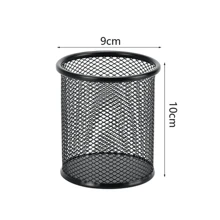 Portalápices negro de malla metálica para oficina, soporte para bolígrafos, organizador de escritorio, estuche de lápices de almacenamiento - Negro - Ver 4