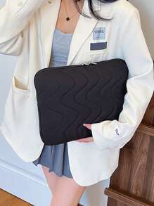 1 件简约时尚百搭纯色 PU 皮革材料,几何图案印花,大容量拉链开合方形包女士手提包,适合旅行、工作和度假,手提包 11 13 英寸便携式桌面保护袋,适用于 Mac Book HP ASUS 平板电脑手提包保护套 9-11 英寸兼容 Ipad Air 4 5 Pro 11 Mini 5 6 IPad 保护套兼容小米 5 三星华为 - 黑色 - 查看 7