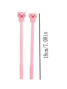 4pcs Creative Stationery Pink Pig Gel Pens, Cartoon Girl Style Water-Based Ink Pens For Study, Office & Signature, Smooth Writing, Refillable, Comfortable Grip
