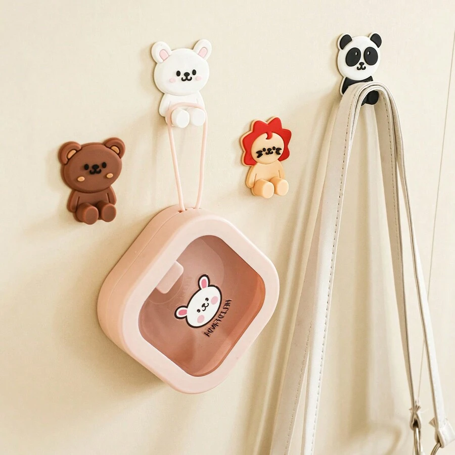 WORTHBUY 2/4 Móc Tự Dính Móc Treo Tường Cửa Đa Năng Móc Treo Tường Cửa Không Đục Lỗ Móc Treo Đồ Đựng Đồ Đa Năng Dễ Thương Giá Treo Phía Sau Ba Lô Cửa Móc Treo Vải Chìa Khóa - Nhiều màu - Xem 1