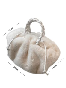 南瓜包，可爱毛绒包，可爱迷你手提包，毛绒包斜挎包，柔软单肩包，秋季家居装饰化妆包 - 彩色 - 查看 4