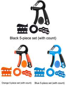 Adjustable Resistance Hand Grip Strengthener, Forearm Exerciser For Muscle Building And Athletic Grip Trainer, Hand Strengthener Tool Kit - 5 Pieces Grip Strength Training Set (Silicone Finger Gripper, Grip Ball, Grip Ring) Gym Accessories