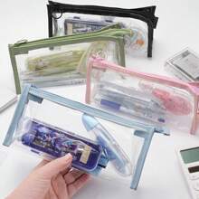 1pc Large Capacity Transparent Clear Pencil Case, Simple Design Stationery Pouch For Students - Multicolor - View 12