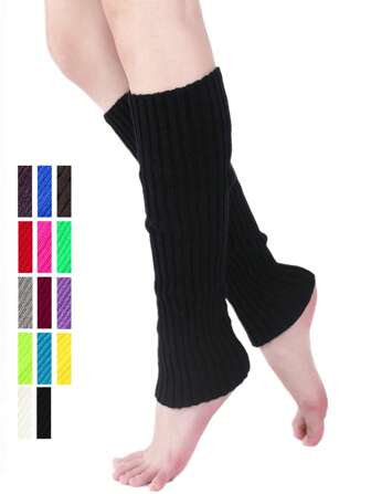 1 pereche de încălzitoare de picioare simple tricotate la modă pentru femei, încălzitoare de picioare slăbici multicolore potrivite pentru ținute de zi cu zi, petreceri, timp liber