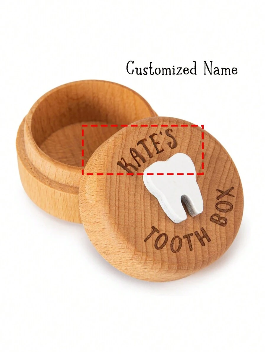 Caja personalizada para el Hada de los Dientes con nombre tallado en 3D, caja de madera para guardar los dientes como recuerdo, regalo para niño o niña. 1 pieza, multifuncional, ahorra espacio, reutilizable, compacta, exquisita, elegante, vintage, linda, personalizada, única. Regalo ideal para él, ella, novio, novia, papá, mamá, familia, amigos, mascotas, hijo, hija para aniversarios, Día de San Valentín, Día de la Madre, cumpleaños, Día del Niño, Día del Padre, graduación, bodas, inauguración de casa. Para usar en la sala de estar, dormitorio, sala de té, hogar, baño. - Color madera Estilo 1 - Ver 1