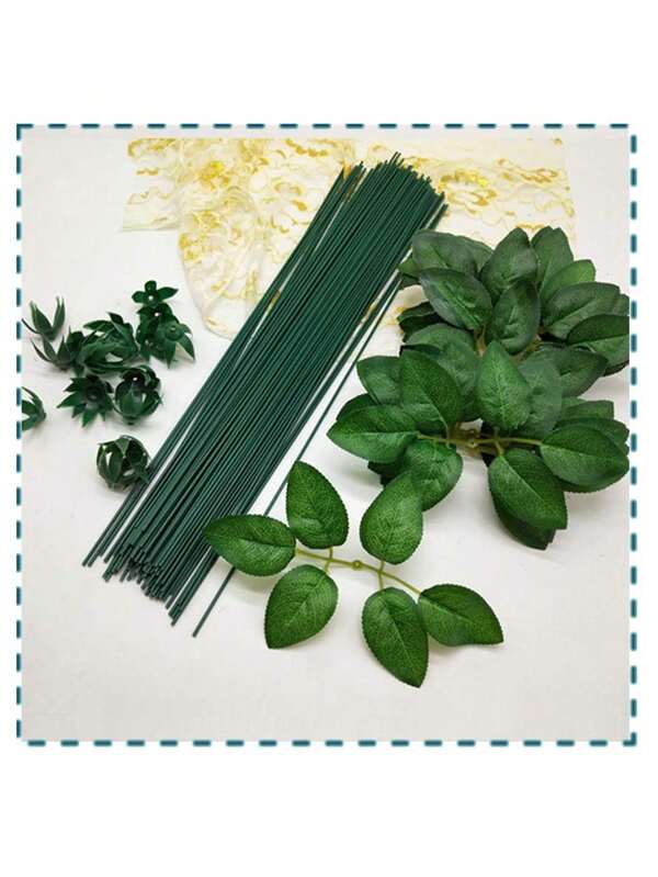 100/50/20pcsinch Green Flower Stem Sticks DIY Floral Material Handmade Wire Stem Accessories.For DIY Flower Arrangements, Wedding Bouquets, Wreaths, Accessories For Flower Arrangement Decoration, And Handmade Projects. It Can Also Be Used For Home Decoration, Wedding Decoration, And Handmade Flower Bouquets. For Easter, Birthdays, Graduations, Mother's Day, And Valentine's Day.,Fake Plants