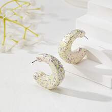 1 对彩色喷漆水滴设计方形耳钉，时尚独特 - 圓形耳環 - 查看 12