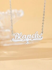 Customized Name Necklace, Stainless Steel Gold Minimalist Handwritten English Letter Jewelry Personalized, Gift For Couple, Friends, Mom For Christmas, Halloween, Valentine's Day, Anniversary - Silver - View 8