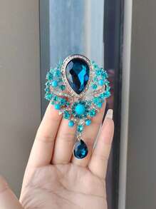 1 pièce Broche rétro en cristal en forme de larme, broche à strass exagérée et aléatoire, accessoire de bijoux mode