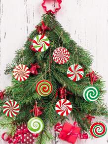 16 piezas Decoraciones navideñas, adornos colgantes de árbol de Navidad con forma de caramelo, decoraciones para fiestas navideñas de invierno, adornos colgantes de caramelos navideños, decoraciones perfectas para fiestas temáticas, decoraciones para fiestas familiares navideñas - Multicolor - Ver 4