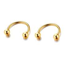 2pcs/Set 16G Horseshoe Nose Ring Stainless Steel Hypoallergenic 18K Gold Plated Black 8mm 10mm For Nose,Lip,Earrings,Septum,Cartilage Piercing,Unisex, Fashion Style,Body Jewelry For Men & Women