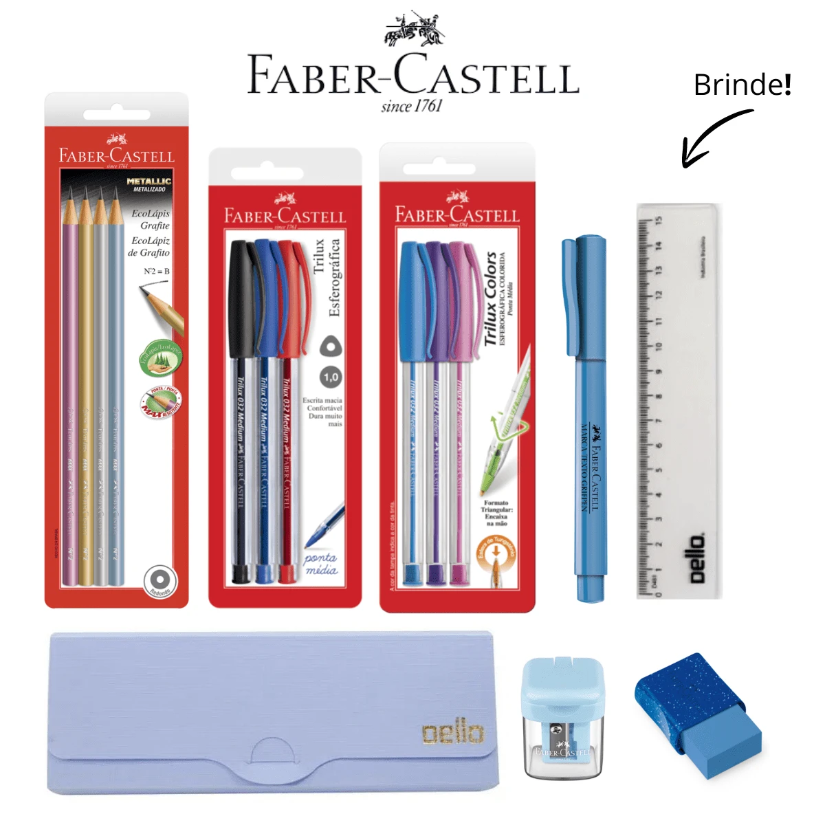 School/Back To School Supplies Kit Complete Faber Castell Case - 藍色 - 查看 1