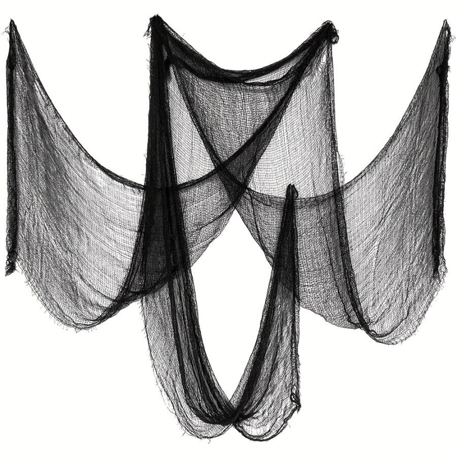 1 szt. Czarna, upiorna, tajemnicza tkanina, dekoracja na Halloween, odpowiednia na imprezę Halloween, imprezę noworoczną i inne imprezy