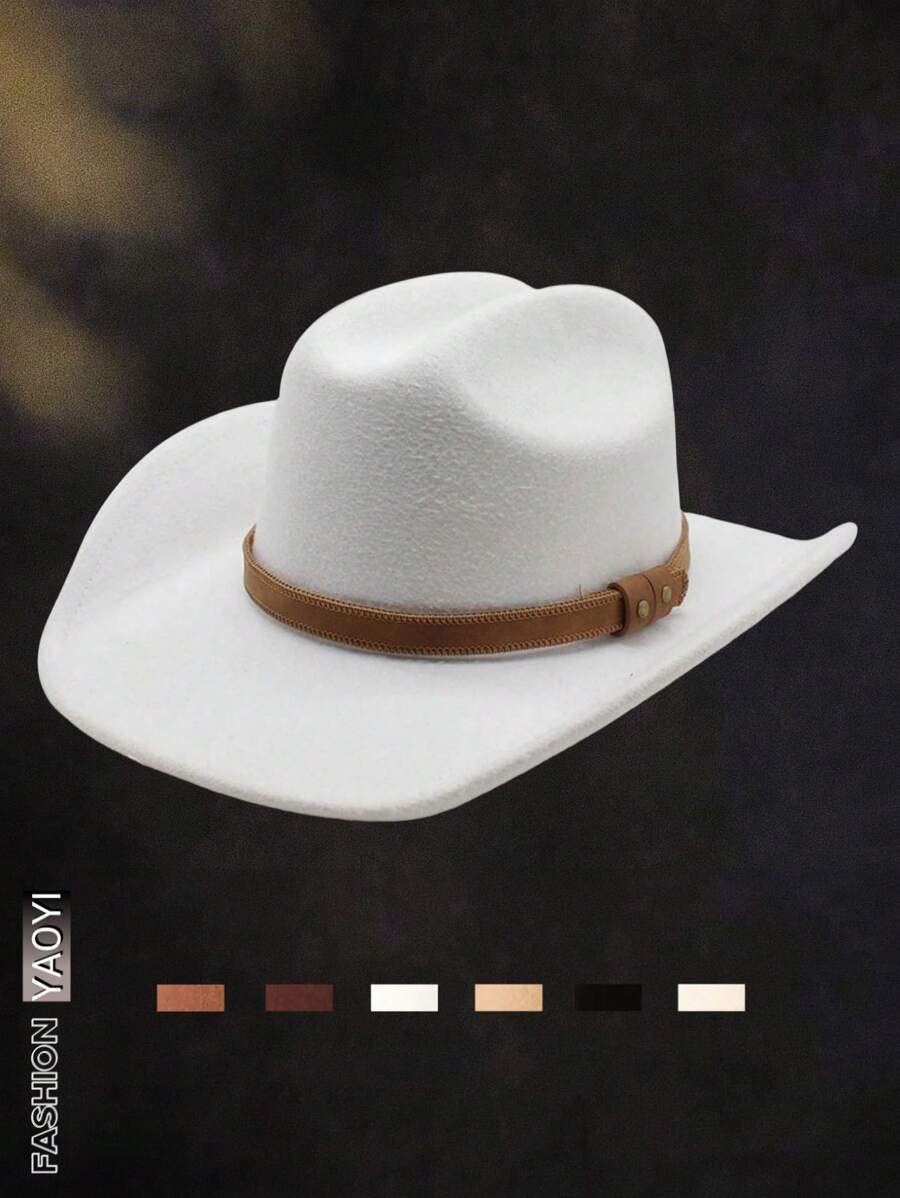 1頂女士柔軟毛呢牛仔帽，帶編織帶設計，適用於夏季戶外活動，包含塑料加強和包裝