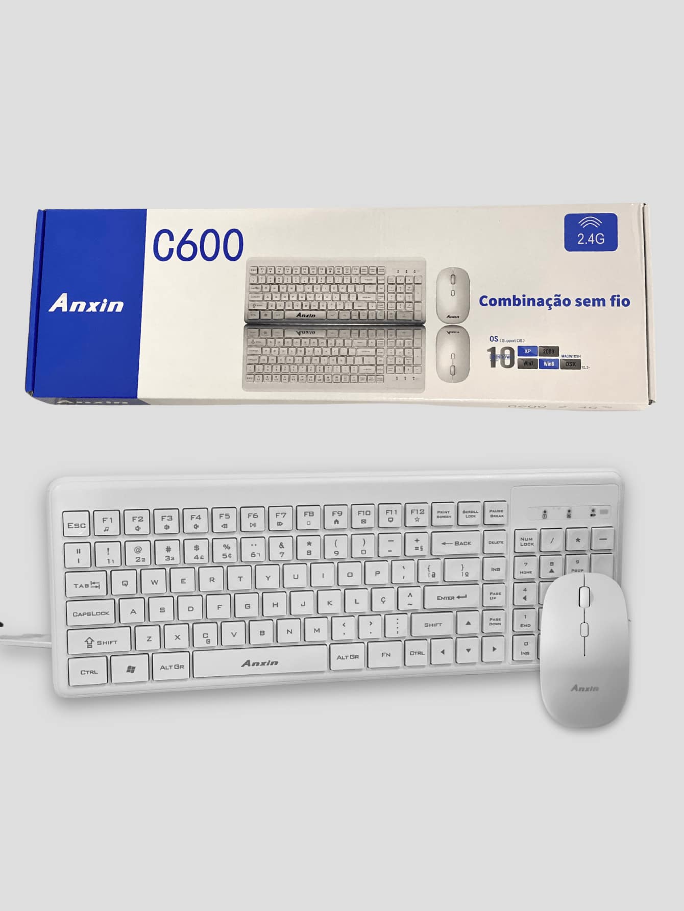 C600 Wireless Keyboard And Mouse Kit - Ergonomics, Comfortable Design, High Performance, Stable Connection, Ideal For Games And Office - 米色 - 查看 1