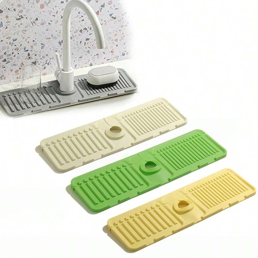 1pc Faucet Mat For Kitchen Sink, 2024 New Kitchen Sink Splash Guard Silicone Draining Mat Fast Drying Stone Sink Tray, Sink Protectors Sink Faucet Mat Splash Guard For Kitchen Bathroom Sink Area