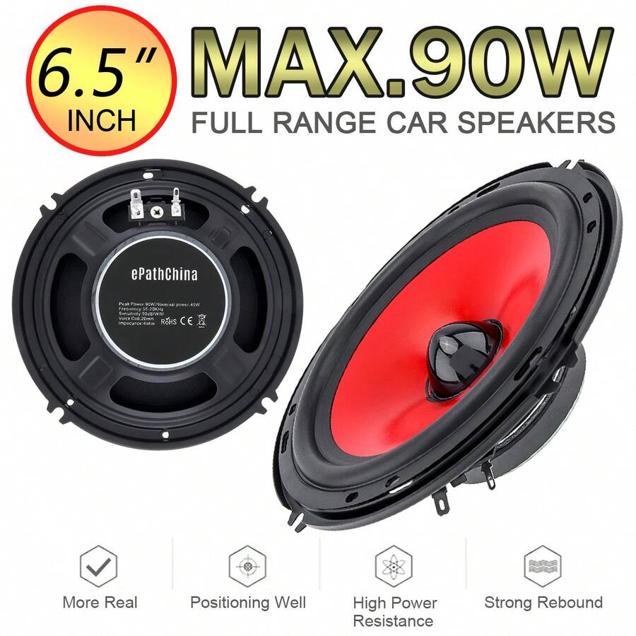 2pcs 6.5 Inch 90W Full Range Frequency Car Audio Speaker Heavy MidBass