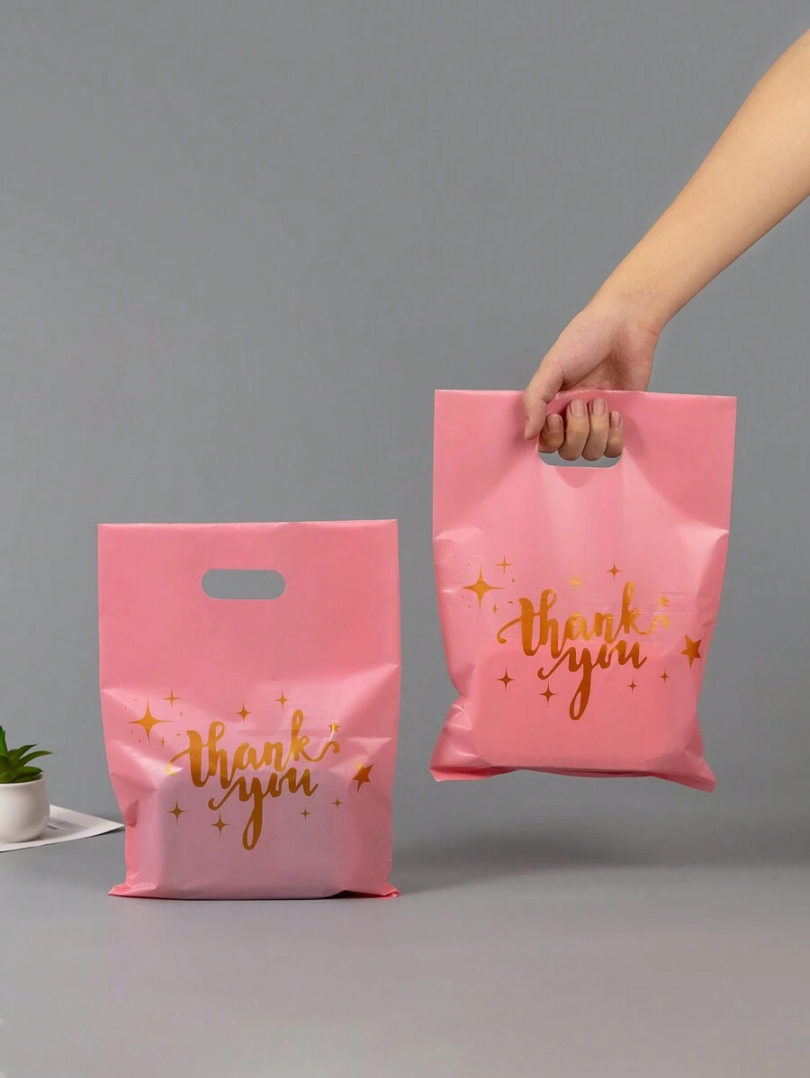 10 件粉色感谢礼品袋,适用于小型企业的塑料袋、购物袋,非常适合节日、生日、派对礼品、婚礼礼品包装,适用于礼品、派对、商店、精品店等,圣诞节情人节 - 10pcs星星粉紅色 - 查看 1