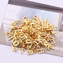 50/100 piezas Cuentas de letra acrílica 3D surtidas doradas y plateadas para manualidades de bricolaje con pulseras, collares, colgantes y otras joyas
