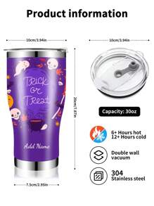1 pieza, Vaso personalizado de Halloween, 30oz - Divertido fantasma de Halloween, Abuela, Taza de viaje con aislamiento doble al vacío para té con tapa y pajilla, Regalo de Halloween para mujeres, Regalo festivo para amigos y familia