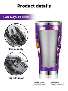 1 pieza, Vaso personalizado de Halloween, 30oz - Divertido fantasma de Halloween, Abuela, Taza de viaje con aislamiento doble al vacío para té con tapa y pajilla, Regalo de Halloween para mujeres, Regalo festivo para amigos y familia