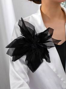 1pc Women's Fashion Versatile Gauze Pointed Petal Brooch, Suitable For Daily, Party And Occasion Wear