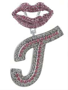 LIGHTSOME 1 件装 男女款冰晶链 嘻哈字母吊坠项链 唇口饰品 吊坠 珠宝礼物 适合女孩 - silvery-pink - 查看 19