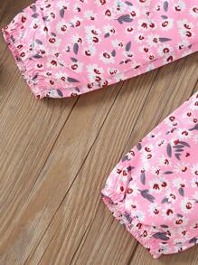 2pcs Young Girl Casual Heart Printed Long Sleeve Top And Pants Set, Autumn - White - View 7