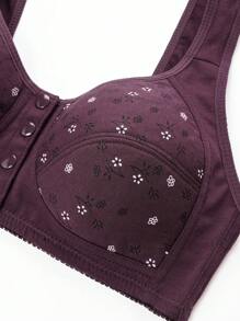 3pcs/Pack Front Closure Soft  Middle-Aged & Elderly Plus Size Non-Wired Breathable Bras For Women