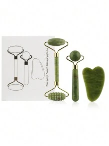 3 peças Conjunto Kit de Rolo de Massagem de Jade - Rolo de Pedra de Jade, Ferramenta de Raspagem e Massageador Facial/de Olhos, Conjunto de Presente - Multicolorido - Visão 11