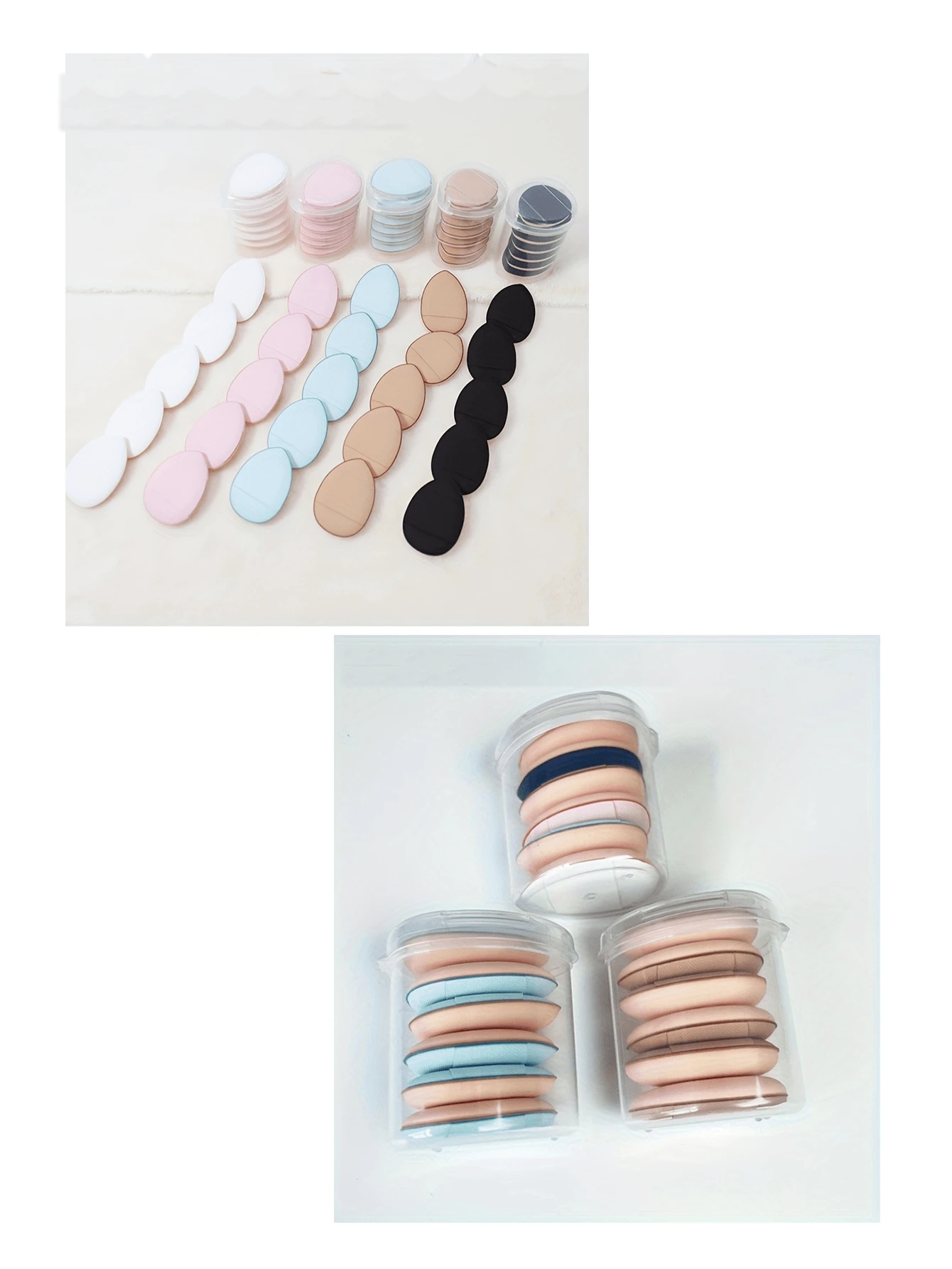 6pcs Mini Finger Puff Set Makeup Sponge Puffs With Container For