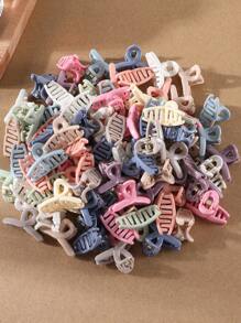 30pcs Girls Random Color Fashion Geometric Square, Bar, Bow Knot, Simple Hair Claw Hair Accessories, Suitable For Daily Use