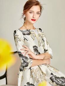 Women Heavy Industry Light Luxury Elegant Jacquard Party Dress Skirt Cocktail Semi Formal Prom Wedding Guest Dress, For Birthday, Graduation, Dinner, Homecoming