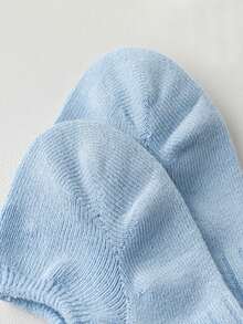 10 Pairs Random Color Women's Solid Color Simple Vertical Stripe Low-Cut Invisible Boat Socks