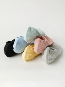 10 Pairs Random Color Women's Solid Color Simple Vertical Stripe Low-Cut Invisible Boat Socks