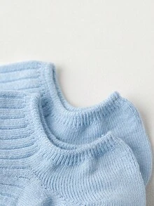 10 Pairs Random Color Women's Solid Color Simple Vertical Stripe Low-Cut Invisible Boat Socks