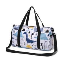 Bolsa de lona tipo bolso de gimnasio con diseño de dinosaurio para niños y niñas, ideal para bolsa de viaje, pernoctación, gimnasio, danza o como regalo