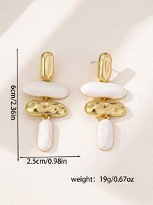 1pair Exaggerated Asymmetrical Geometric Enamel Dangle Earrings